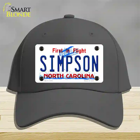 Simpson North Carolina Novelty License Plate Hat Cotton / Charcoal