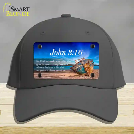 John 3 16 Beach Novelty License Plate Hat Cotton / Charcoal