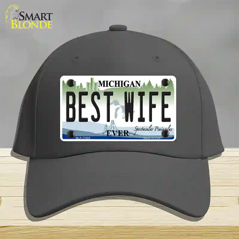 Michigan Best Wife Novelty License Plate Hat Cotton / Charcoal