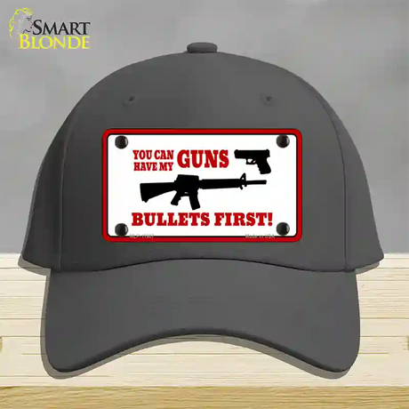 Bullets First Novelty License Plate Hat Cotton / Charcoal