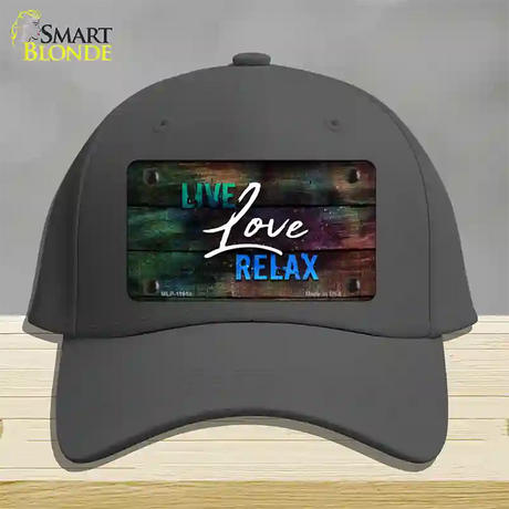 Live Love Relax Novelty License Plate Hat Cotton / Charcoal