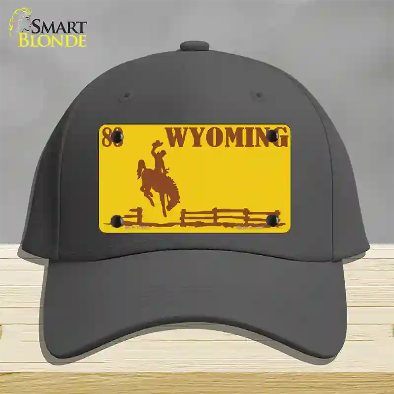 Wyoming Yellow Novelty License Plate Hat Cotton / Charcoal