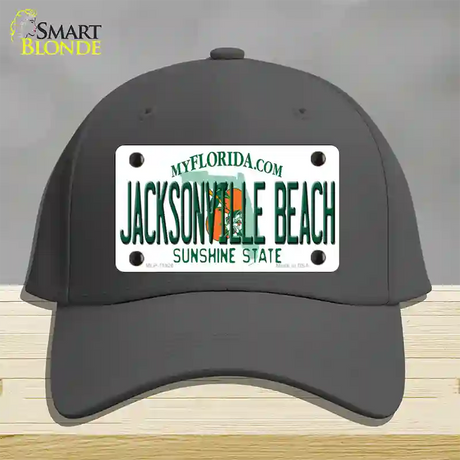 Florida Jacksonville Beach Novelty License Plate Hat Cotton / Charcoal