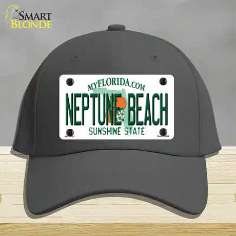 Florida Neptune Beach Novelty License Plate Hat Cotton / Charcoal