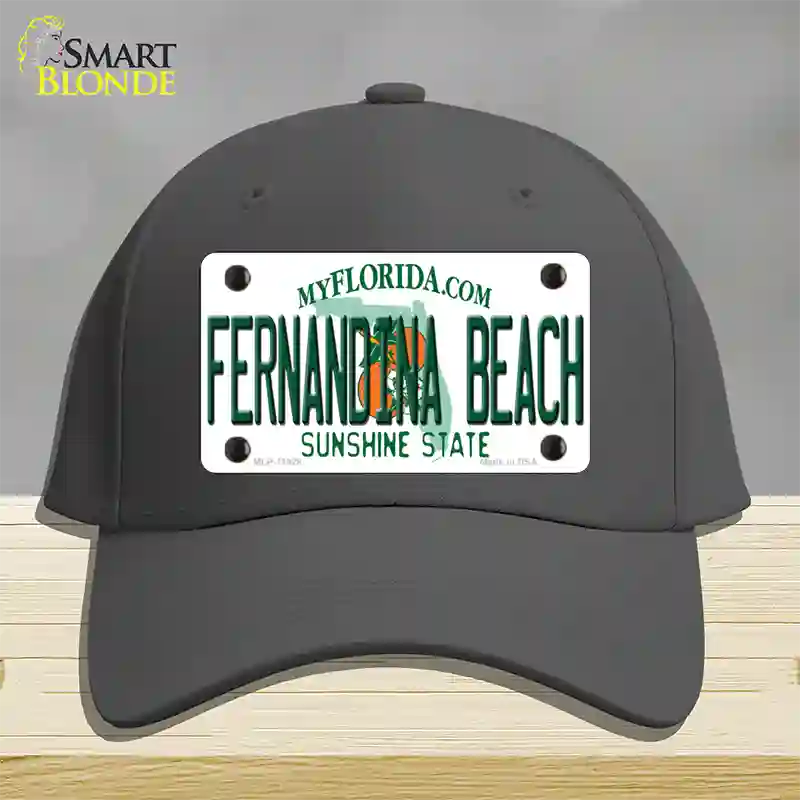 Florida Fernandina Beach Novelty License Plate Hat Cotton / Charcoal