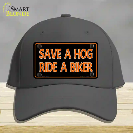 Save A Hog Ride A Biker Novelty License Plate Hat Cotton / Charcoal