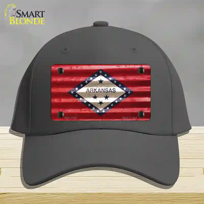 Arkansas Corrugated Flag Novelty License Plate Hat Cotton / Charcoal