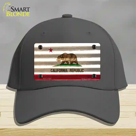 California Corrugated Flag Novelty License Plate Hat Cotton / Charcoal