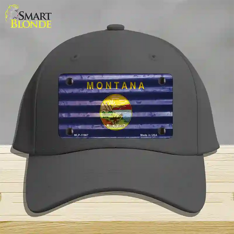 Montana Corrugated Flag Novelty License Plate Hat Cotton / Charcoal