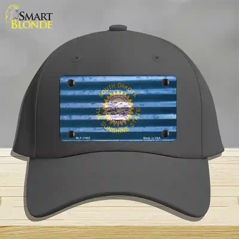 South Dakota Corrugated Flag Novelty License Plate Hat Cotton / Charcoal