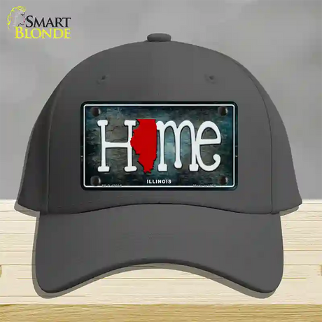 Illinois Home State Outline Novelty License Plate Hat Cotton / Charcoal