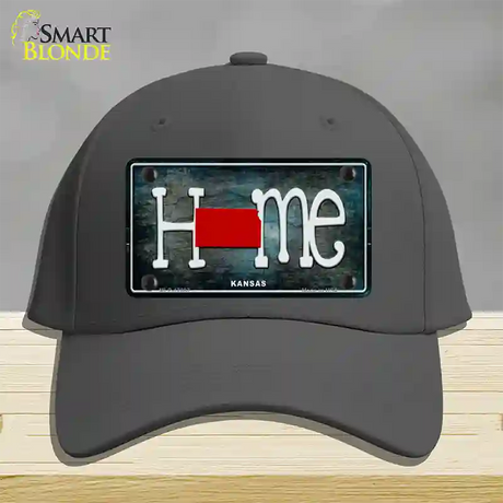 Kansas Home State Outline Novelty License Plate Hat Cotton / Charcoal