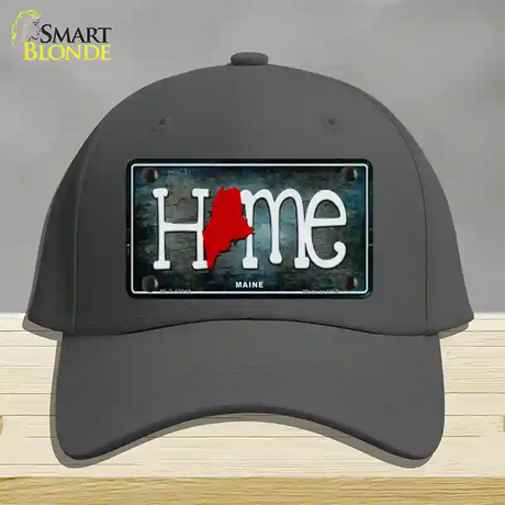 Maine Home State Outline Novelty License Plate Hat Cotton / Charcoal