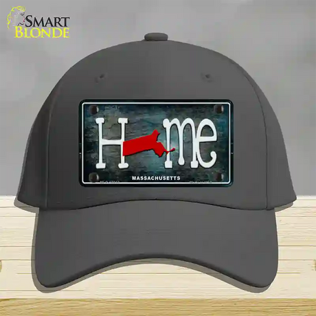 Massachusetts Home State Outline Novelty License Plate Hat Cotton / Charcoal