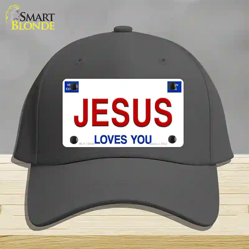 Jesus Loves You Novelty License Plate Hat Cotton / Charcoal