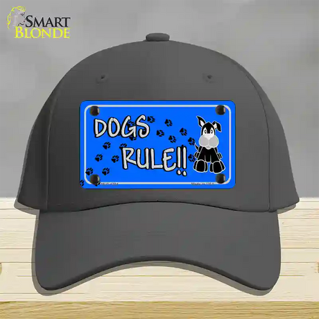 Dogs Rule Novelty License Plate Hat Tag Cotton / Charcoal