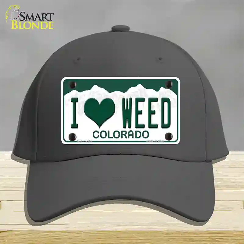 I Love Weed Colorado Novelty License Plate Hat Cotton / Charcoal