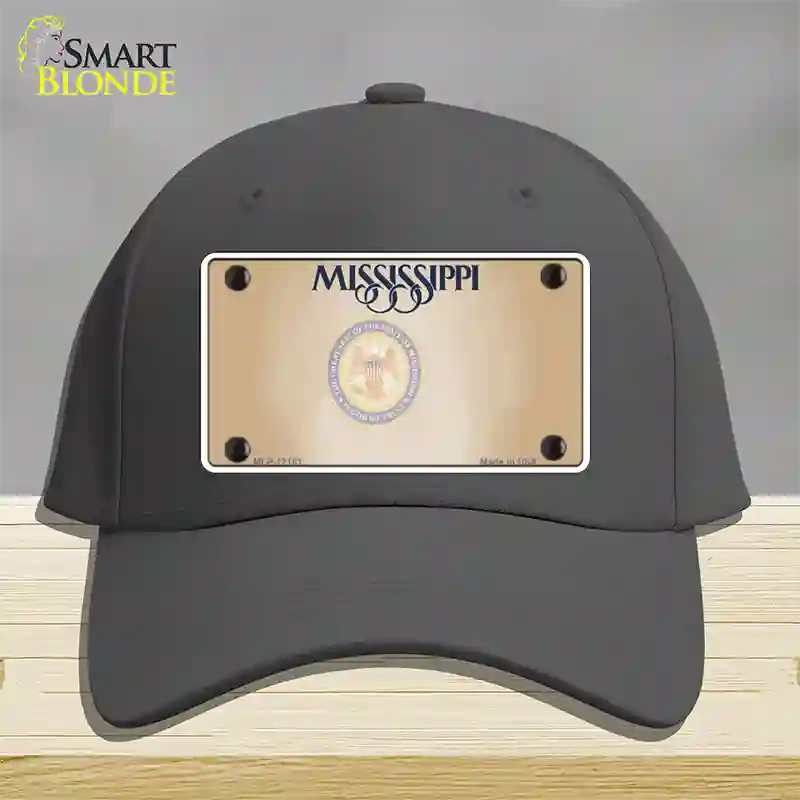 Mississippi Great Seal Blank Novelty License Plate Hat Cotton / Charcoal