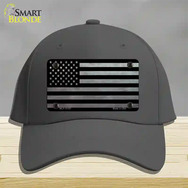 American Flag Black and Gray Novelty License Plate Hat Cotton / Charcoal