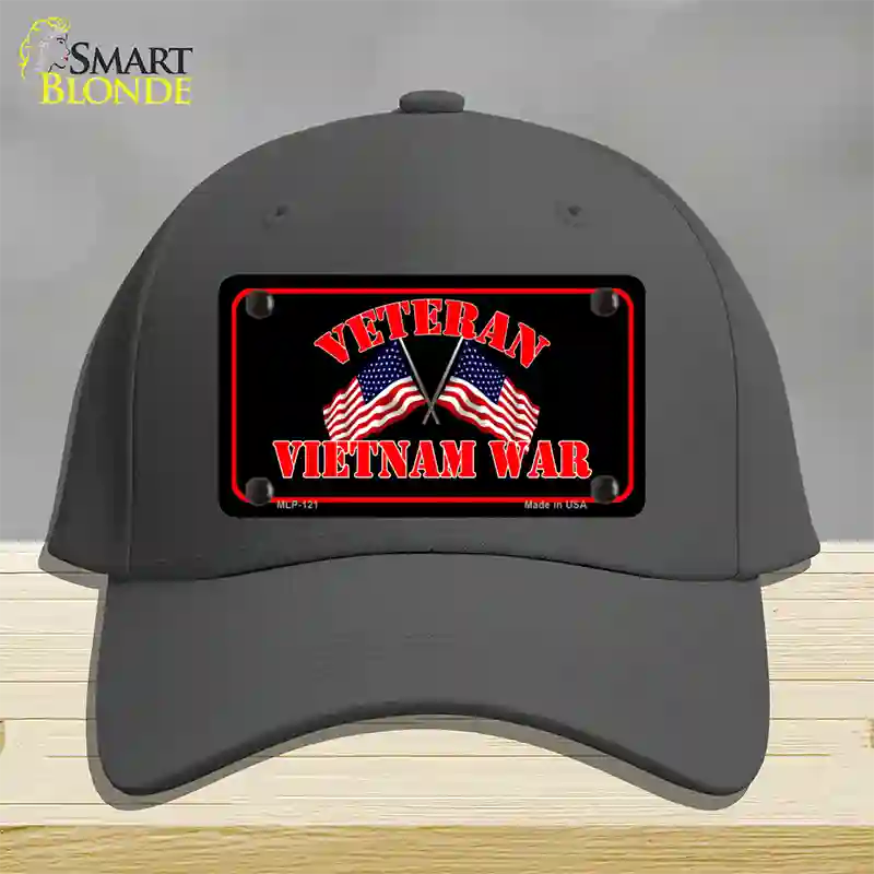 Vietnam War Veteran Novelty License Plate Hat Cotton / Charcoal