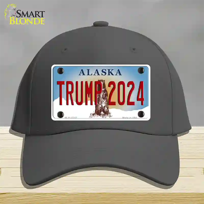 Trump 2024 Alaska Novelty License Plate Hat Cotton / Charcoal