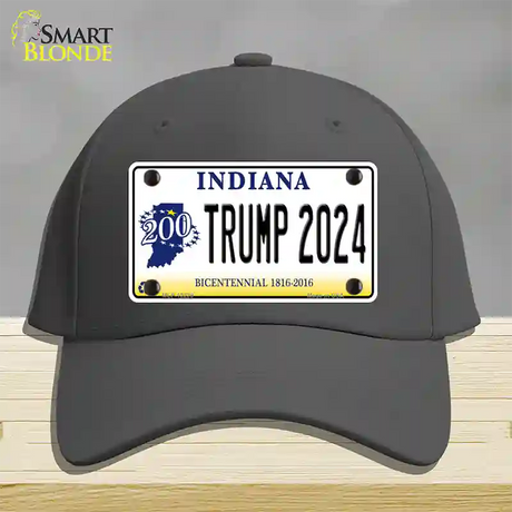 Trump 2024 Indiana Novelty License Plate Hat Cotton / Charcoal