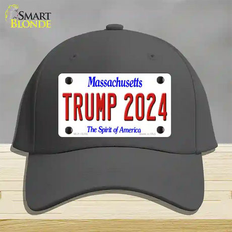 Trump 2024 Massachusetts Novelty License Plate Hat Cotton / Charcoal