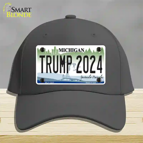 Trump 2024 Michigan Novelty License Plate Hat Cotton / Charcoal