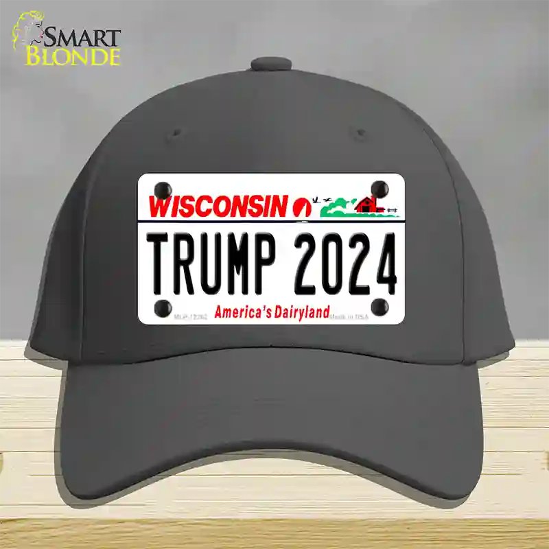 Trump 2024 Wisconsin Novelty License Plate Hat Cotton / Charcoal