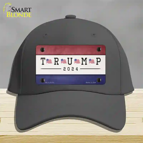 Trump 2024 USA Flag Novelty License Plate Hat Cotton / Charcoal