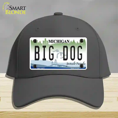 Michigan Big Dog Novelty License Plate Hat Cotton / Charcoal