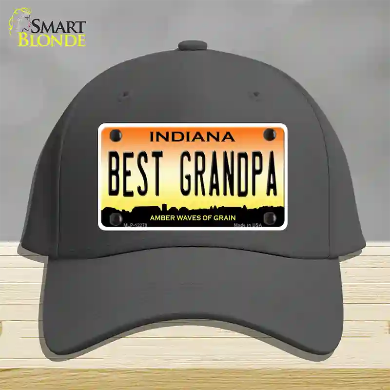 Best Grandpa Indiana Novelty License Plate Hat Cotton / Charcoal