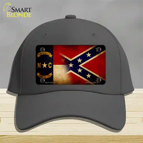 NC | Confederate Flag Novelty License Plate Hat Cotton / Charcoal