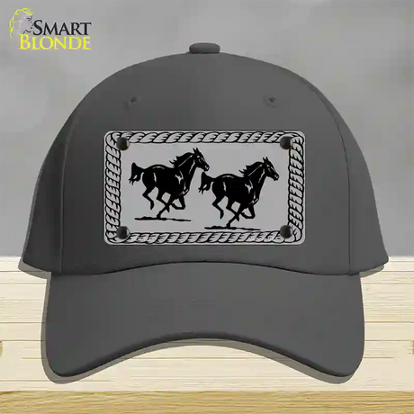 Two Running Horses Novelty License Plate Hat Cotton / Charcoal