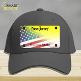 New Jersey with American Flag Novelty License Plate Hat Cotton / Charcoal