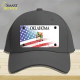 Oklahoma with American Flag Novelty License Plate Hat Cotton / Charcoal