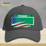 Vermont with American Flag Novelty License Plate Hat Cotton / Charcoal