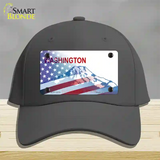 Washington with American Flag Novelty License Plate Hat Cotton / Charcoal