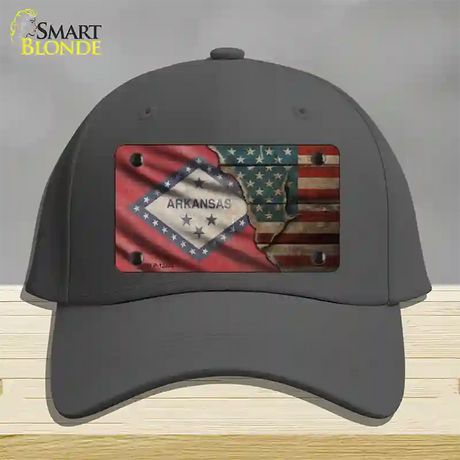 Arkansas/American Flag Novelty License Plate Hat Cotton / Charcoal