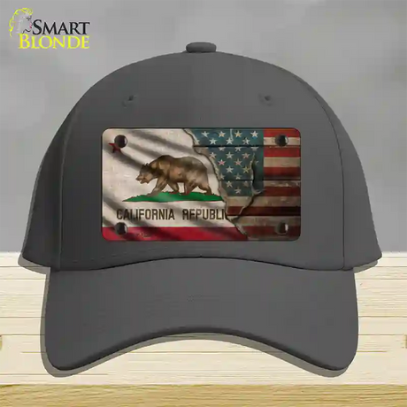 California/American Flag Novelty License Plate Hat Cotton / Charcoal