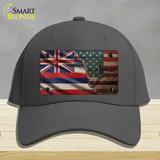 Hawaii/American Flag Novelty License Plate Hat Cotton / Charcoal