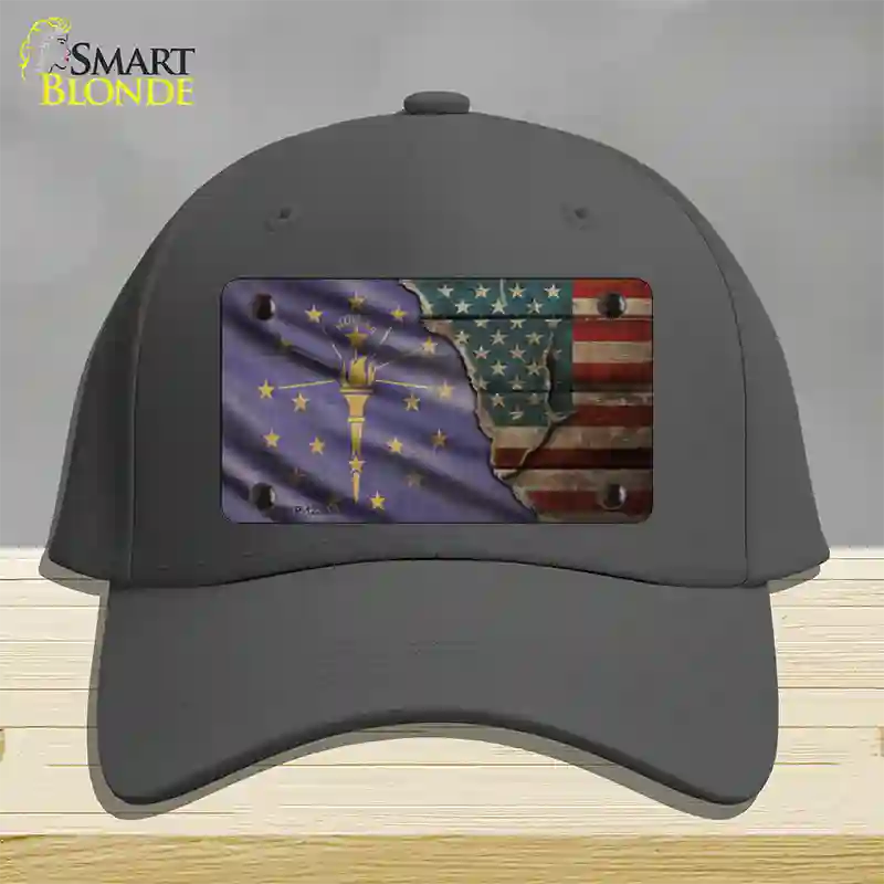 Indiana/American Flag Novelty License Plate Hat Cotton / Charcoal