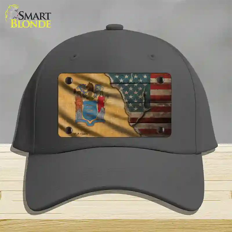 New Jersey/American Flag Novelty License Plate Hat Cotton / Charcoal