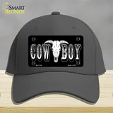 Cowboy Longhorn Skull Novelty License Plate Hat Cotton / Charcoal