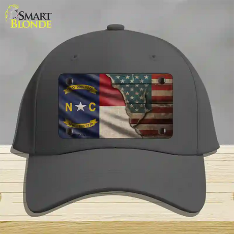 North Carolina/American Flag Novelty License Plate Hat Cotton / Charcoal