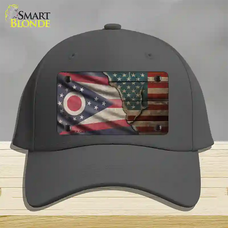 Ohio/American Flag Novelty License Plate Hat Cotton / Charcoal