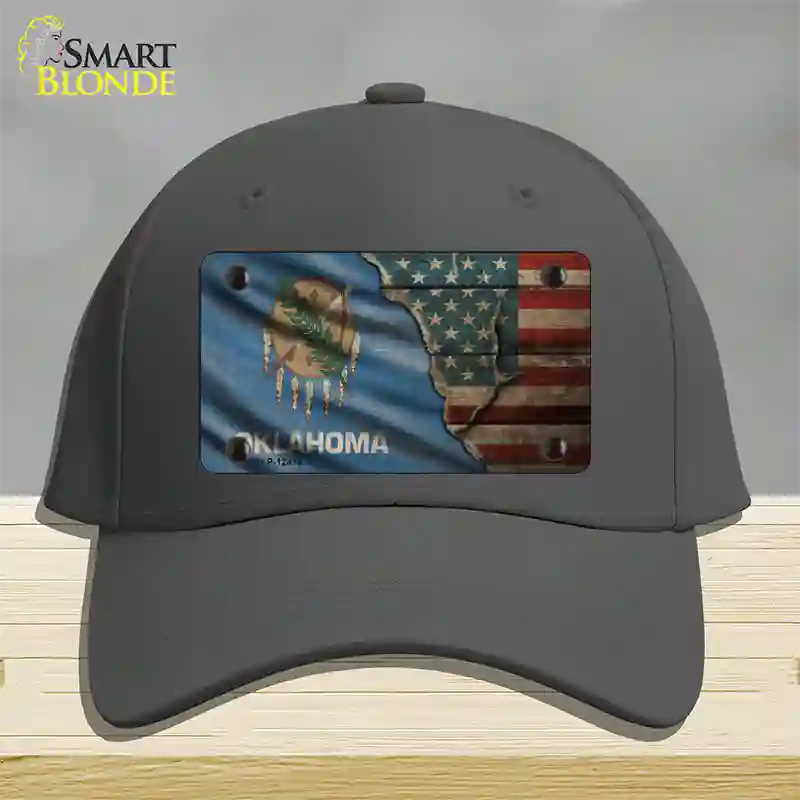 Oklahoma/American Flag Novelty License Plate Hat Cotton / Charcoal