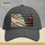 Rhode Island/American Flag Novelty License Plate Hat Cotton / Charcoal