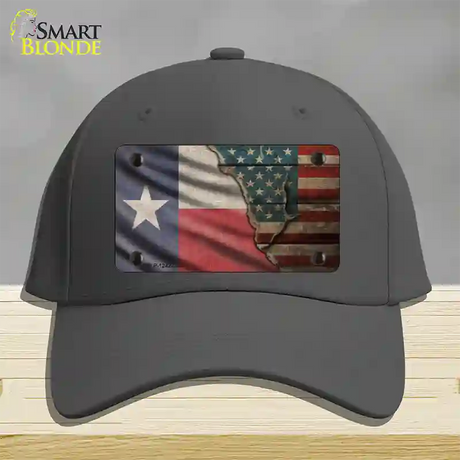 Texas/American Flag Novelty License Plate Hat Cotton / Charcoal