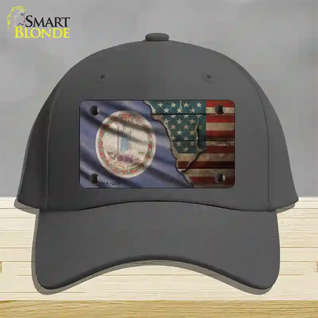 Virginia/American Flag Novelty License Plate Hat Cotton / Charcoal